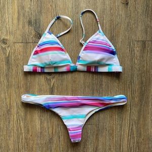 L* Space Striped Bikini Reversible Bottom Size L